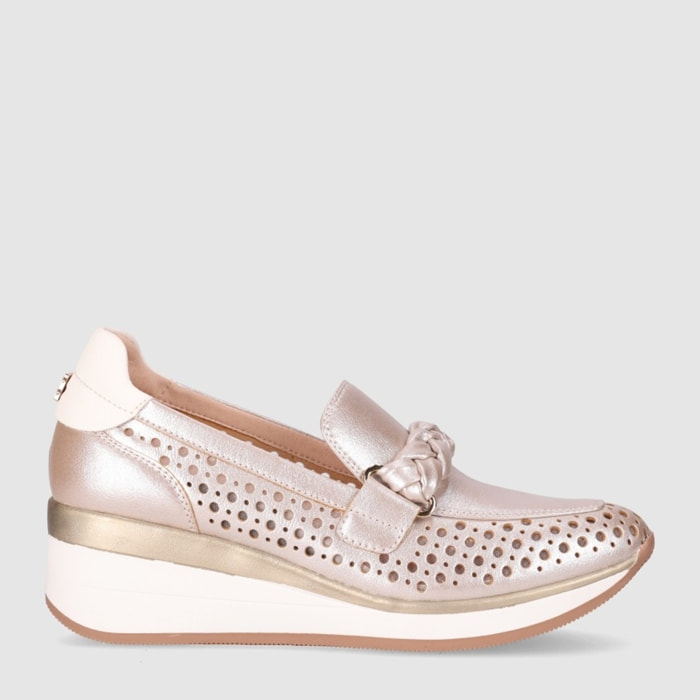 Zapatos de Piel - Platino - Tacón: 5 cm