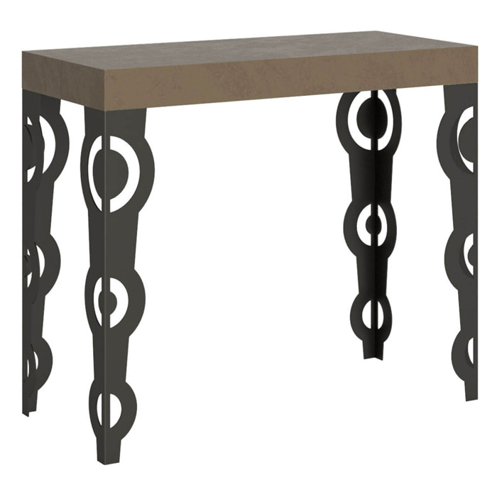 Console extensible 90x40/300 cm Karamay Taupe cadre Anthracite