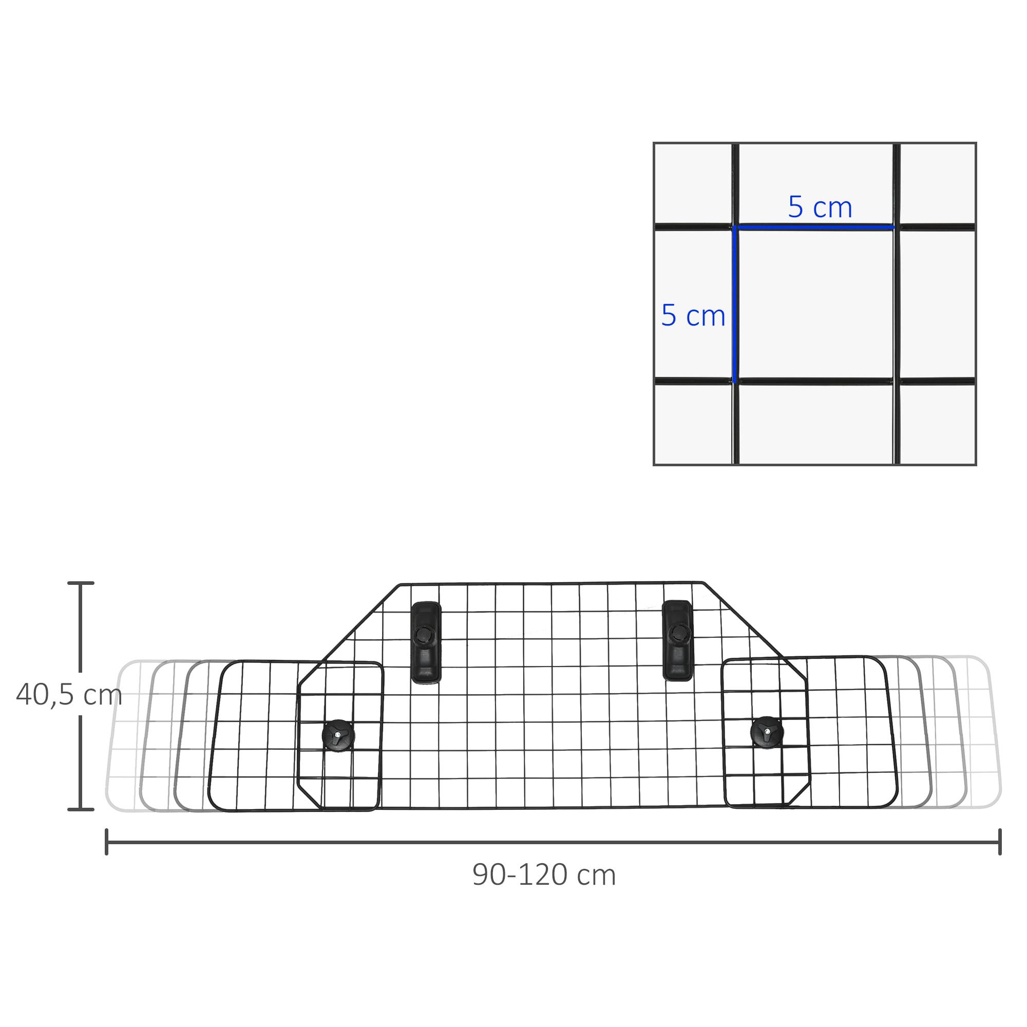 Barrière grille de séparation universelle voiture pour chien réglable 90-120L x 40H cm kit complet installation inclus noir
