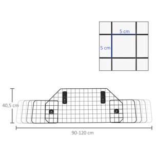 Barrière grille de séparation universelle voiture pour chien réglable 90-120L x 40H cm kit complet installation inclus noir