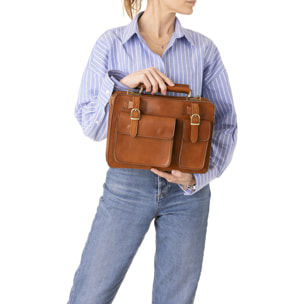 Borsa a mano  unisex In Vera pelle Made in Italy 32x23x10 cm