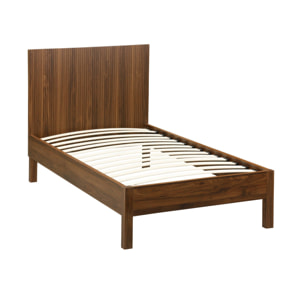 Lit avec sommier à lattes et tête de lit 90x190cm décor bois LINEAR