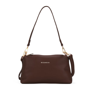 Bolso de hombro marrón pequeño con cremallera