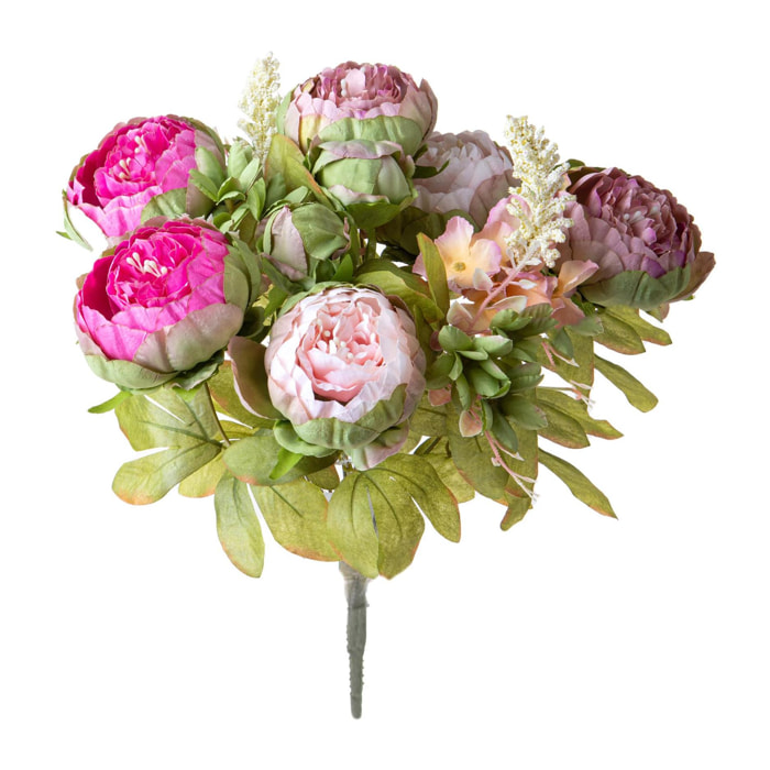 Bouquet Di Peonie Composto Da 12 Fiori. Altezza 36 Cm - Pezzi 3 - 22X36X22cm - Colore: Rosa - Bianchi Dino - Fiori Artificiali