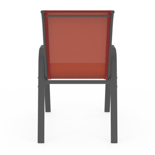 Chaises de jardin empilables textilène terracotta - lot de 6