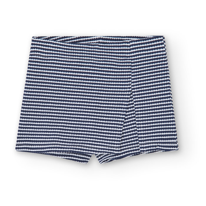 Falda-short niÃ±a, algodÃ³n lisa, azul marino