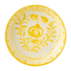 J-Line plat Granada Low - céramique - blanc/jaune - large - Ø 25 cm