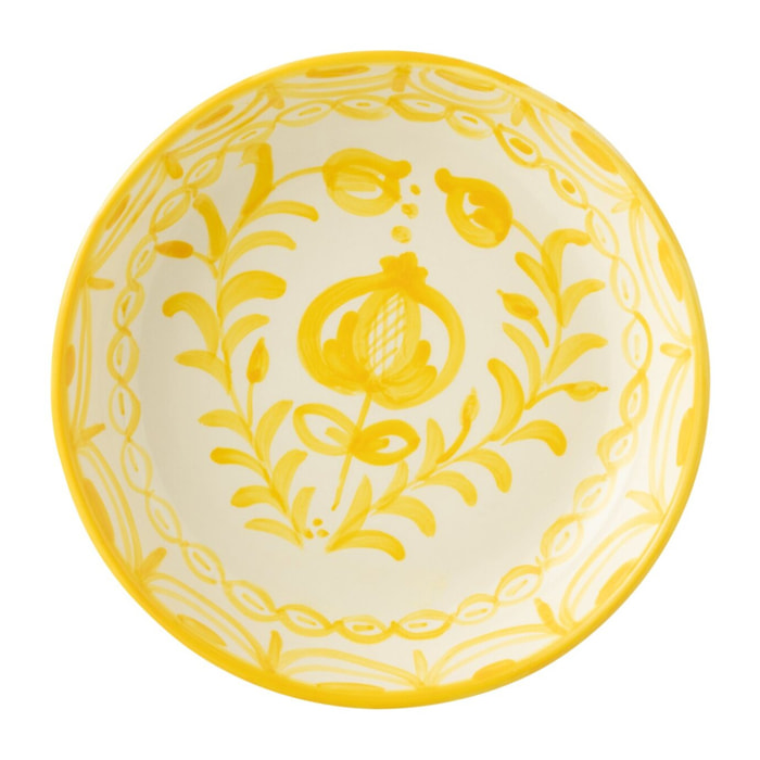 J-Line plat Granada Low - céramique - blanc/jaune - large - Ø 25 cm
