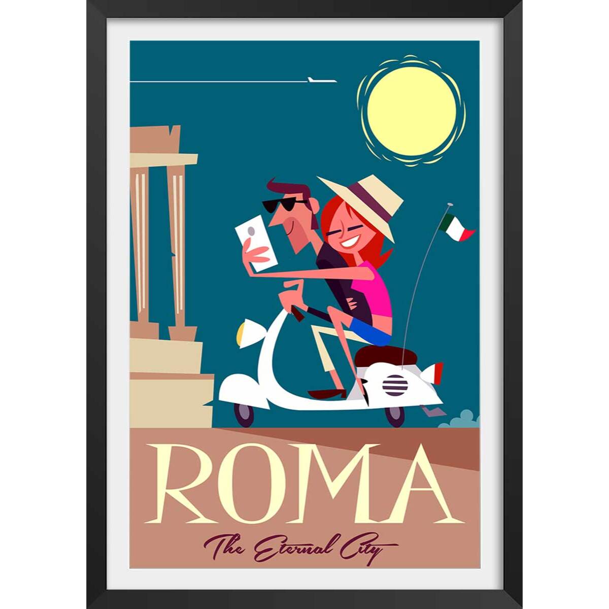 Affiche voyage en amoureux Affiche sous cadre noir