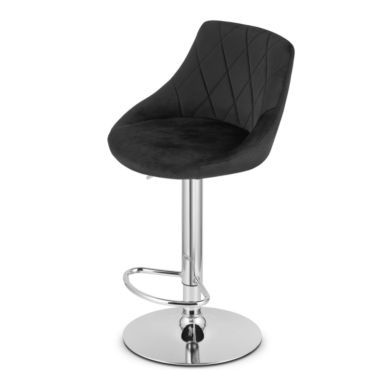 Set di 2 Sgabelli da Bar Kast in Velluto Nero e Cromo