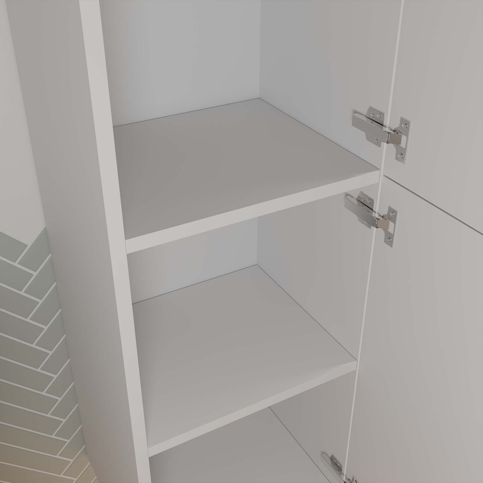 Colonne Façade Ondulee 35x30x120 cm - 2 Portes en MDF Blanc - MILO