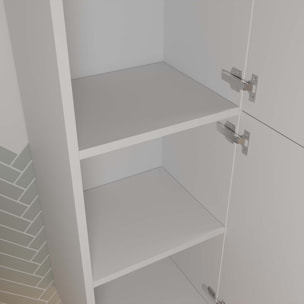 Colonne Façade Ondulee 35x30x120 cm - 2 Portes en MDF Blanc - MILO