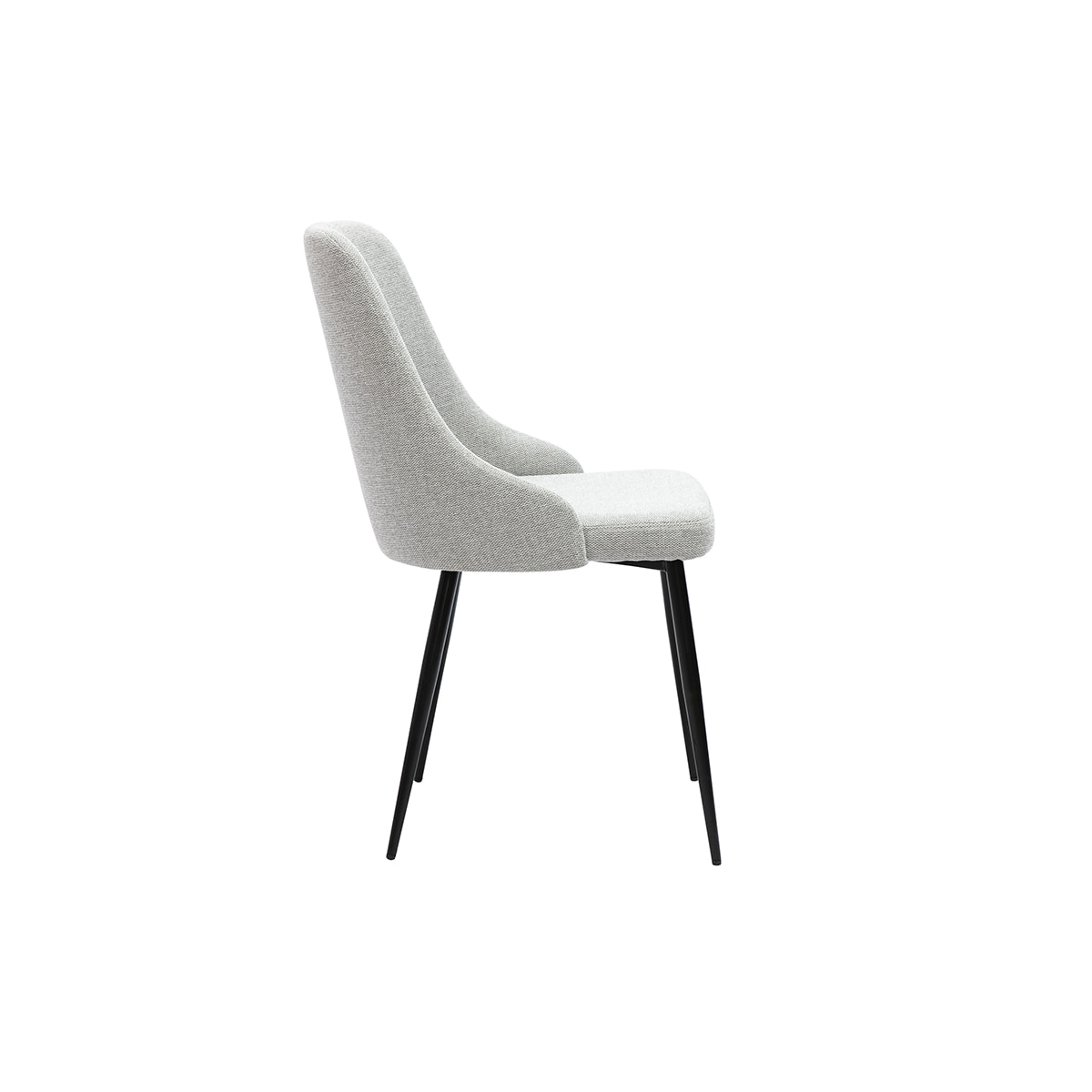 Chaises design en tissu effet velours texturé gris clair et métal noir (lot de 2) CULT