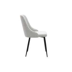 Chaises design en tissu effet velours texturé gris clair et métal noir (lot de 2) CULT