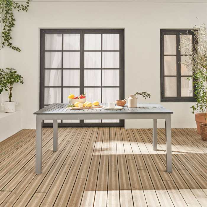 Table extensible - Chicago Anthracite - Table en aluminium 175/245cm avec rallonge. 8 places
