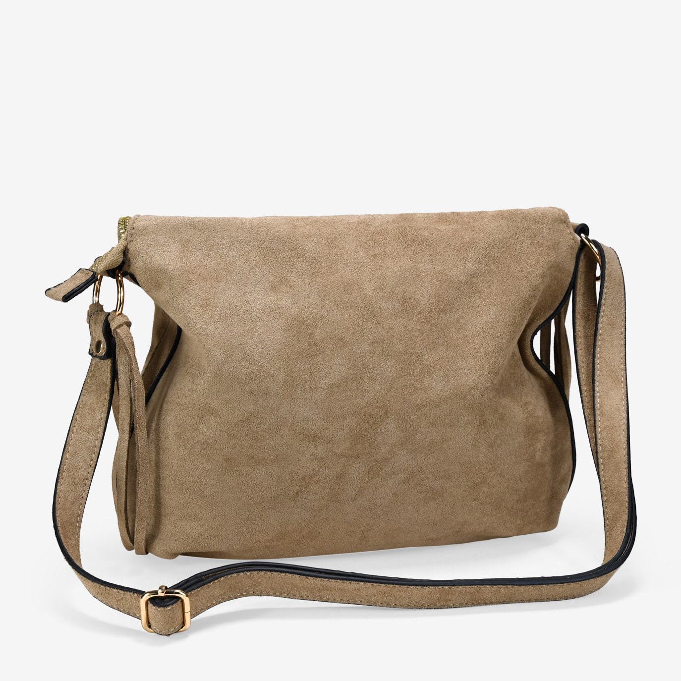 Bolso de hombro arena con solapa