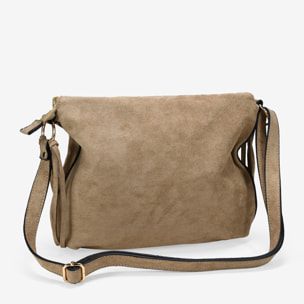 Bolso de hombro arena con solapa
