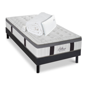 Ensemble ALTESSE Matelas Mémoire de Forme avec Sommier Kit Bois - 1 place