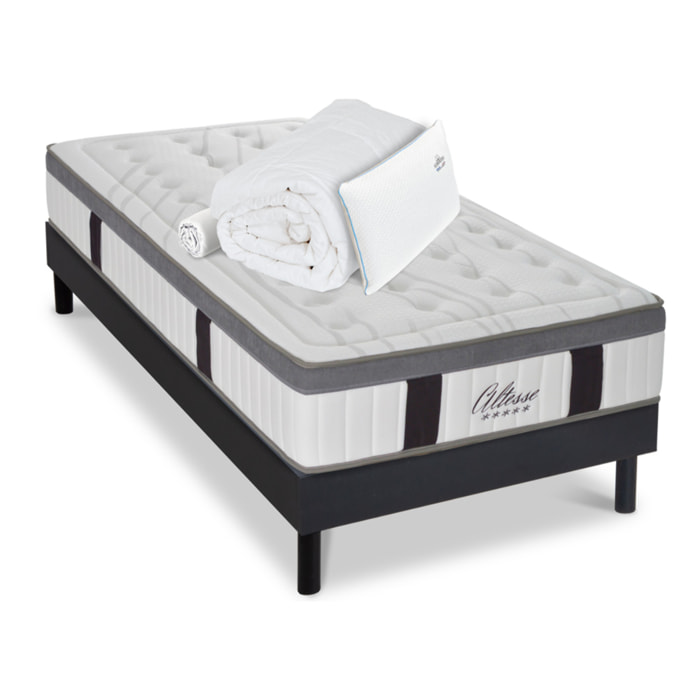 Ensemble ALTESSE Matelas Mémoire de Forme avec Sommier Kit Bois - 1 place