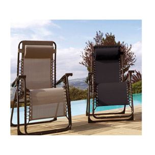 PALAVAS - lot de 2 fauteuils relax - Acier - Gris Anthracite