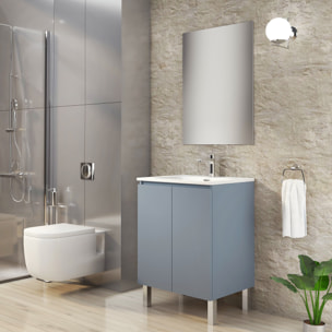 Ensemble de Salle de Bain Lust | 60 cm Bleu | Deux Portes | Lavabo Encastré | N'inclut pas le Miroir | Meuble Assemblé | Alday