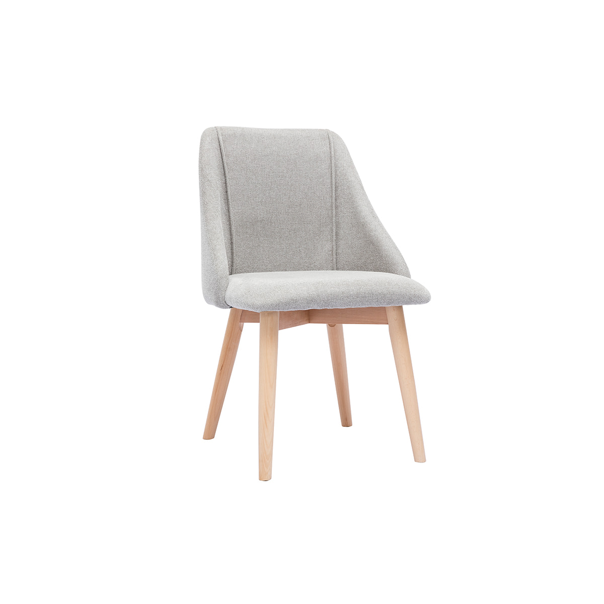 Chaises scandinaves en tissu effet velours texturé gris clair et bois clair (lot de 2) HIGGINS