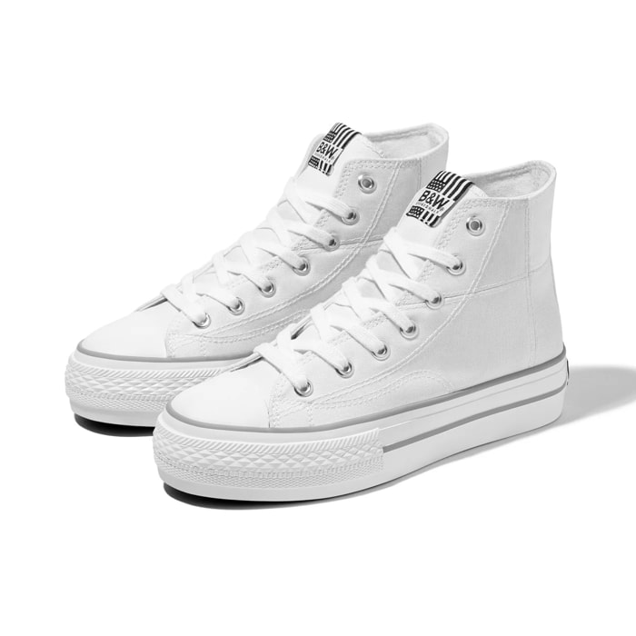 B&W Break&Walk - Sneakers Alte Doppia Piattaforma Casual per donna comode