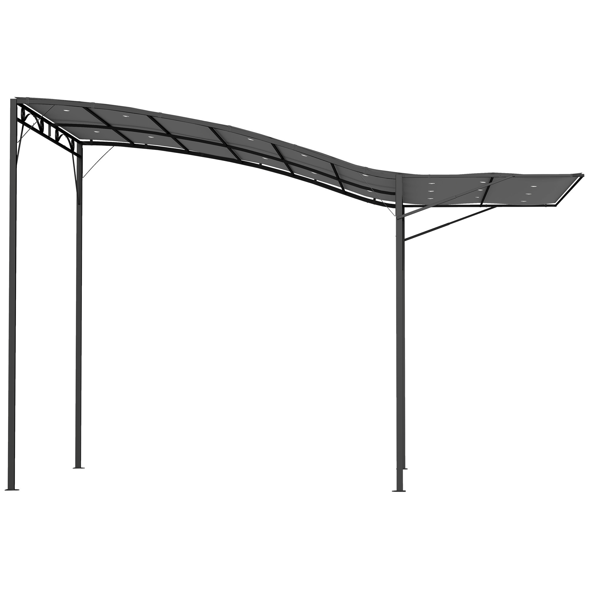 Pergola tonnelle de jardin avec auvent réglable métal époxy polyester haute densité anthracite