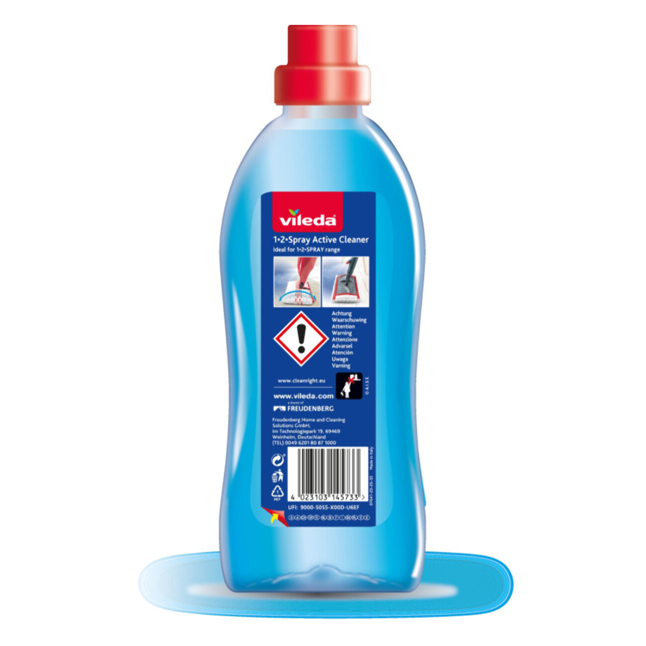 Vileda - 3 bouteilles 750ml 12SPRAY Active Cleaner - Détergent prêt à l'emploi