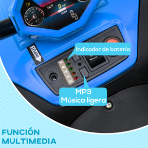 Quad Eléctrico para Niños de +3 Años Coche Eléctrico para Niños con Batería 12V Velocidad 5 km/h Faros Música MP3 Avance y Retroceso Carga 30 kg Azul