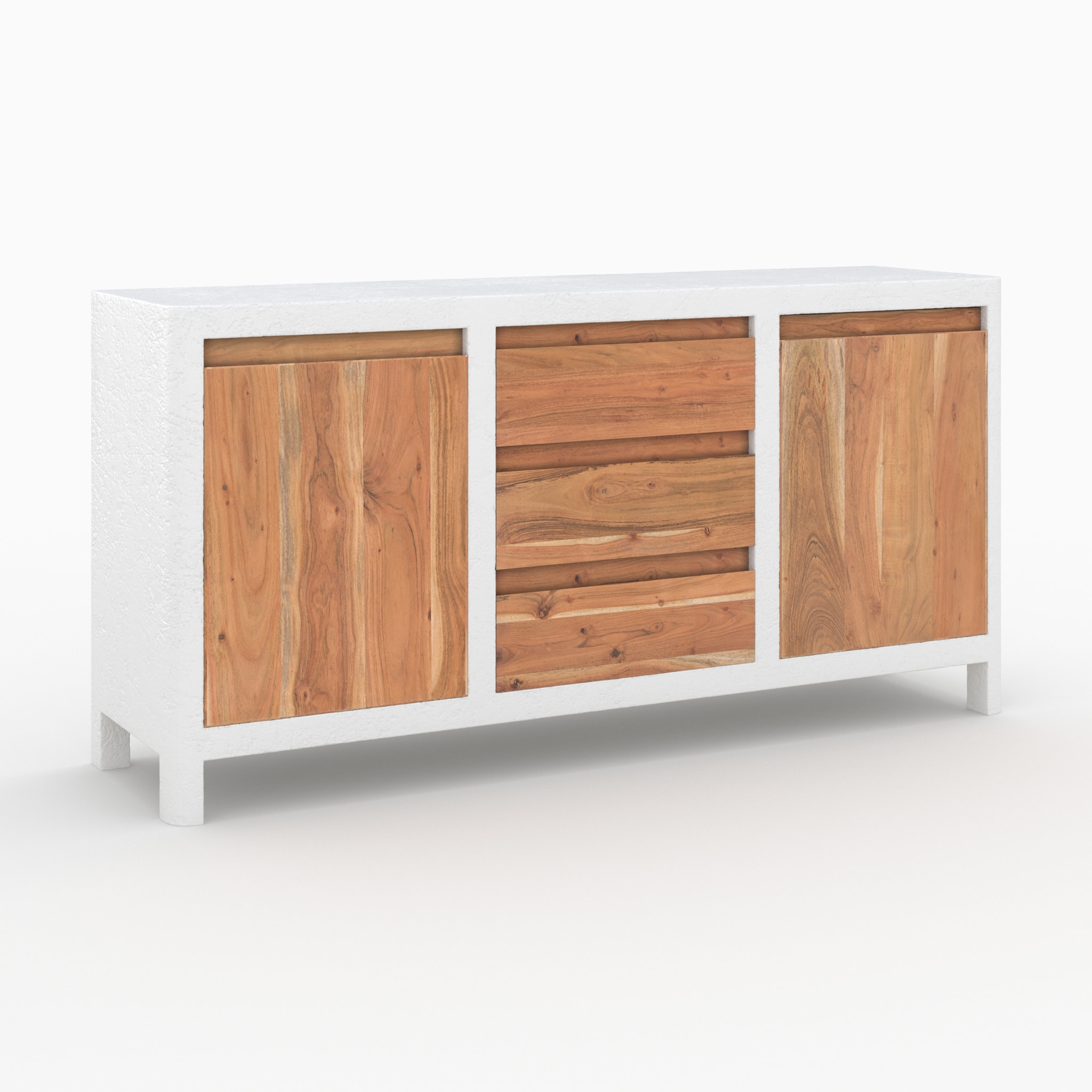 Buffet en béton blanc cassé et bois d'acacia - Tierra
