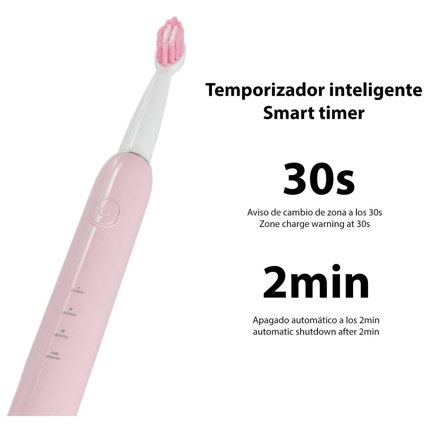 Cepillo dental eléctrico sónico ET02. Modos limpiar, pulir y blanquear. Incluye 4 cabezales.