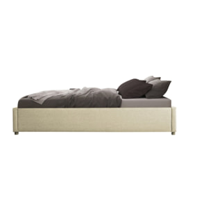 Lit coffre avec sommier Otto - Beige - Tissu