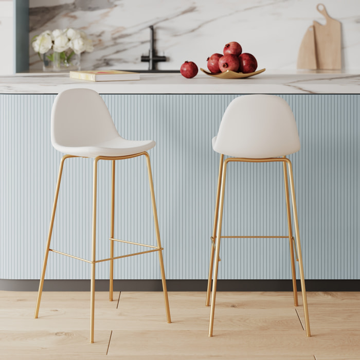 Lot de 2 chaises pour îlot central 65 cm en cuir synthétique blanc - Henrik