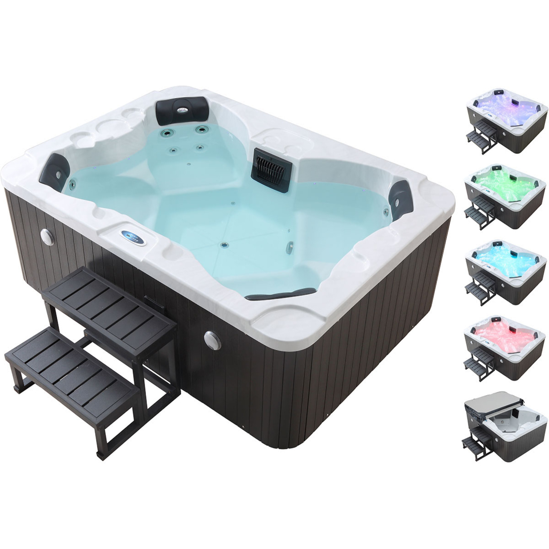 Spa LED "Haïti" 4 places - Enceintes bluetooth intégrées - Blanc