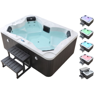Spa LED "Haïti" 4 places - Enceintes bluetooth intégrées - Blanc