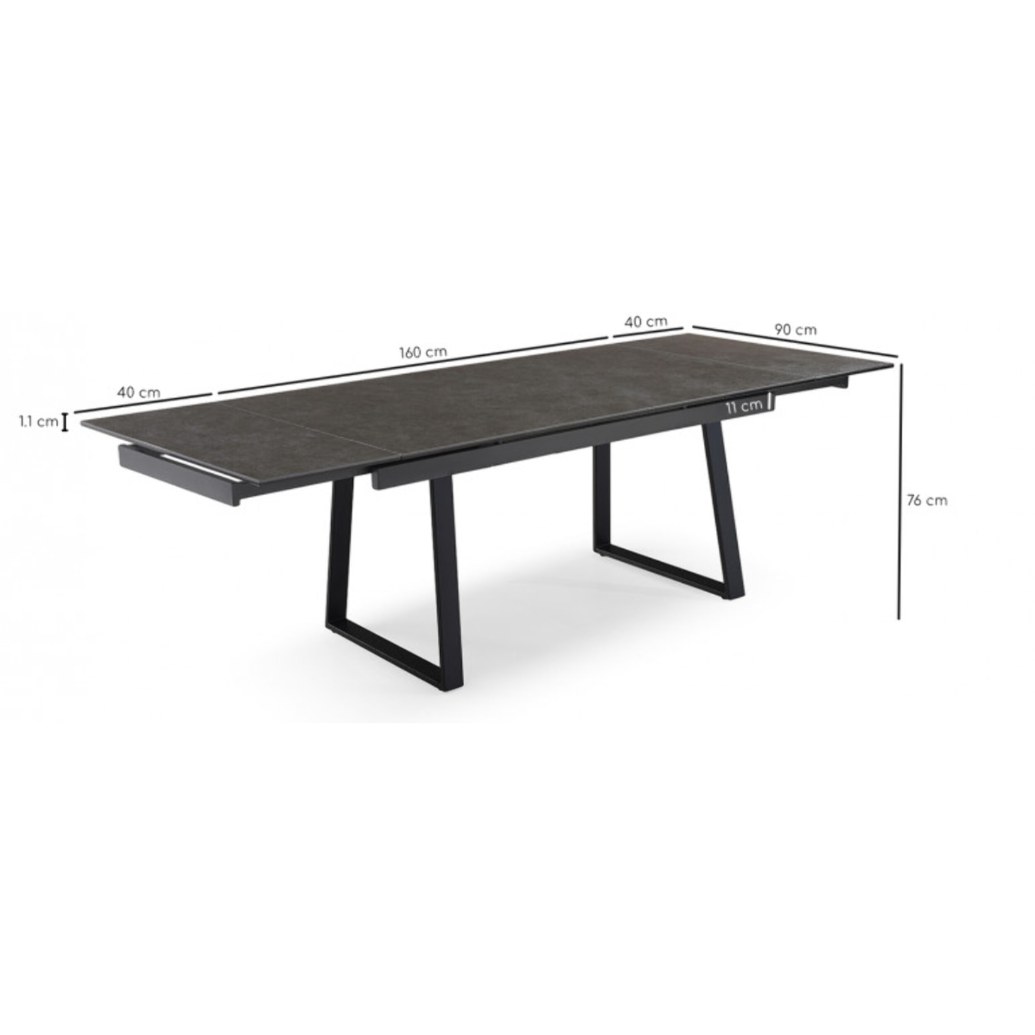 Table extensible en céramique vintage grey L160/240cm - 9 piètements - UNIK