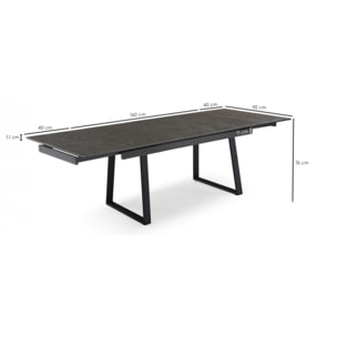 Table extensible en céramique vintage grey L160/240cm - 9 piètements - UNIK
