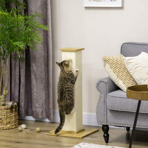 Poste Rascador para Gatos con Poste de Sisal y Bola Colgante 38x38x80 cm Roble