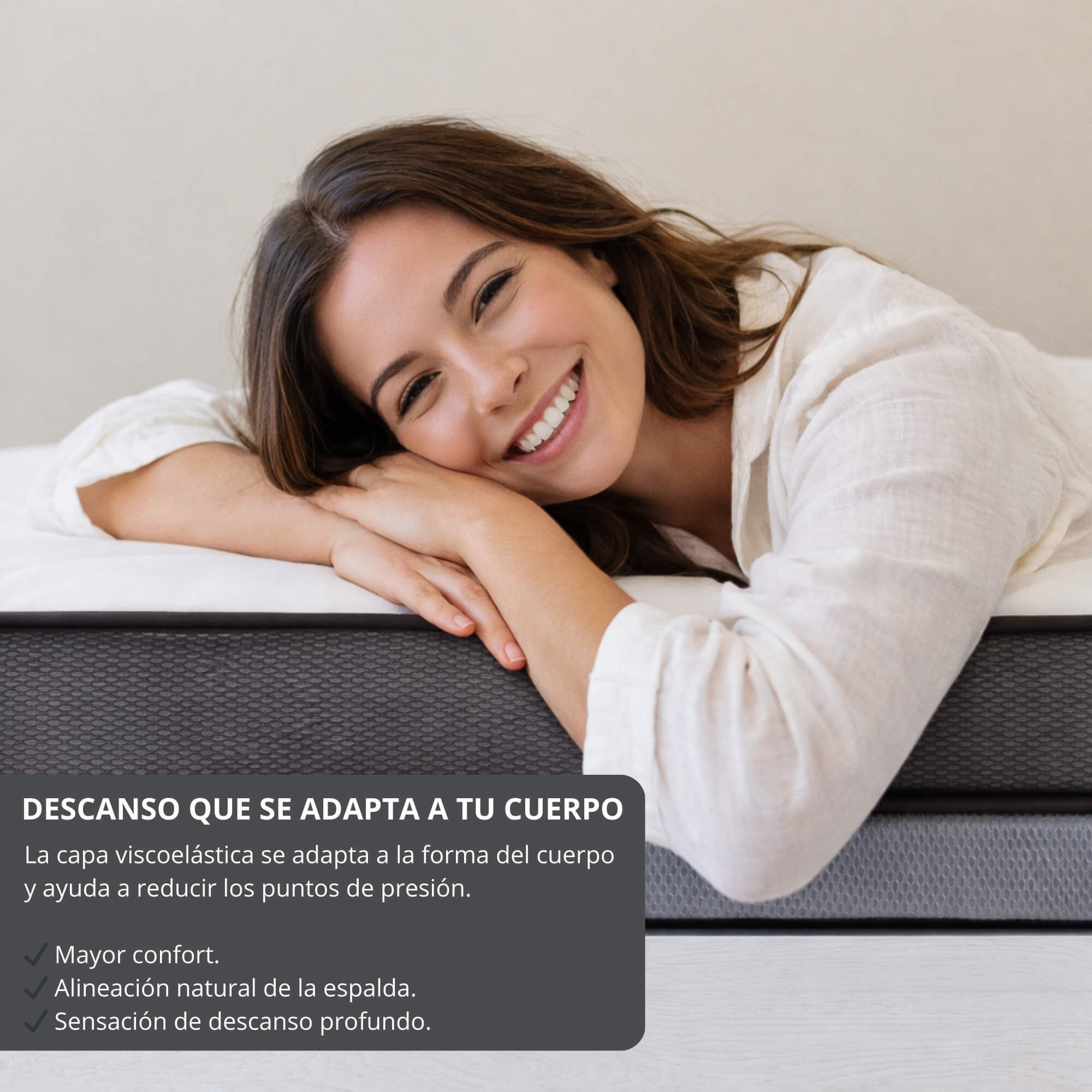 Colchón Viscoelástico - 20 cm de altura - Alta transpirabilidad - Firmeza Media - Breeze