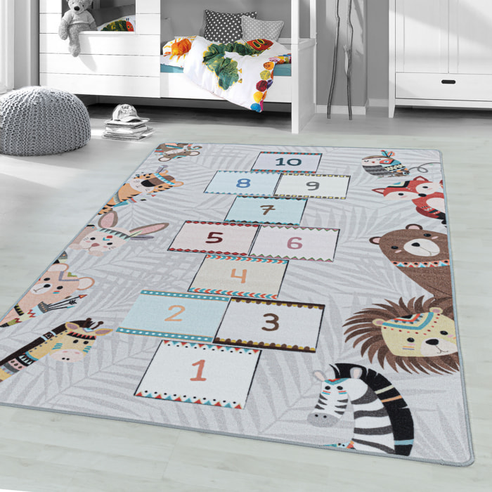 PLAY - Tapis enfant marelle gris - PLA2903GRI