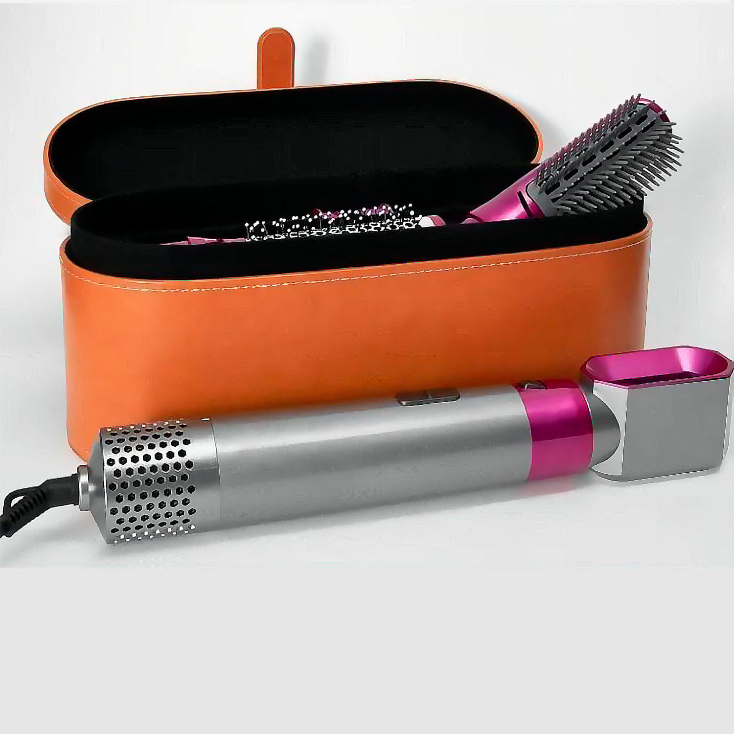 Asciugacapelli 5 in 1, permette di lisciare, asciugare, arricciare e molto altro. Include una custodia per tenere tutto in ordine e facilitare il trasporto.