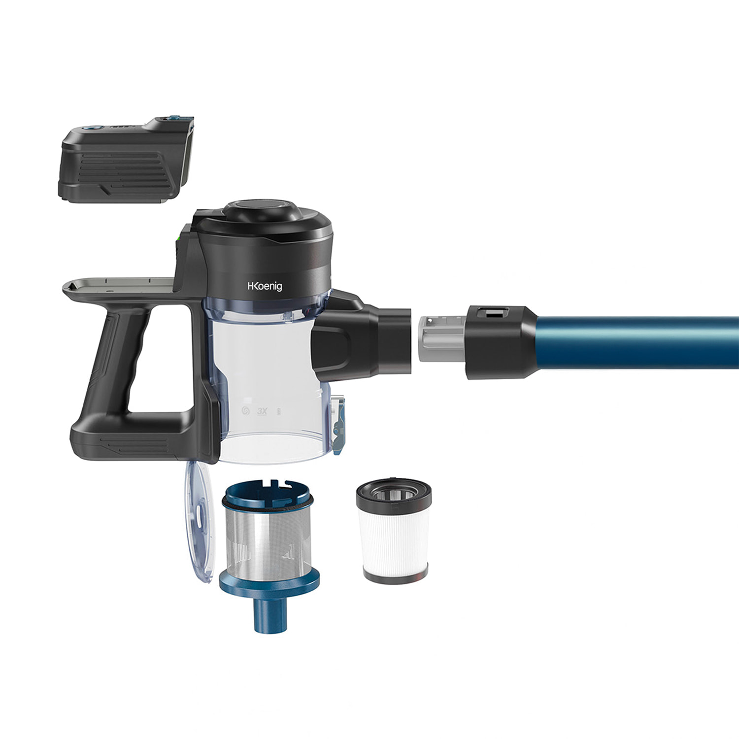 Aspirador Vertical sin Cable 2 en 1 UP610 H.Koenig, 40 min de autonomia, 150W