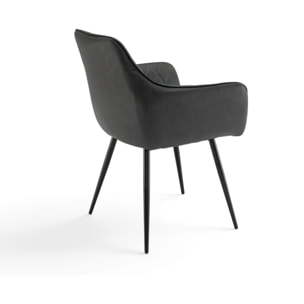 Set di 2 poltroncine LEON in similpelle antracite e gambe nere