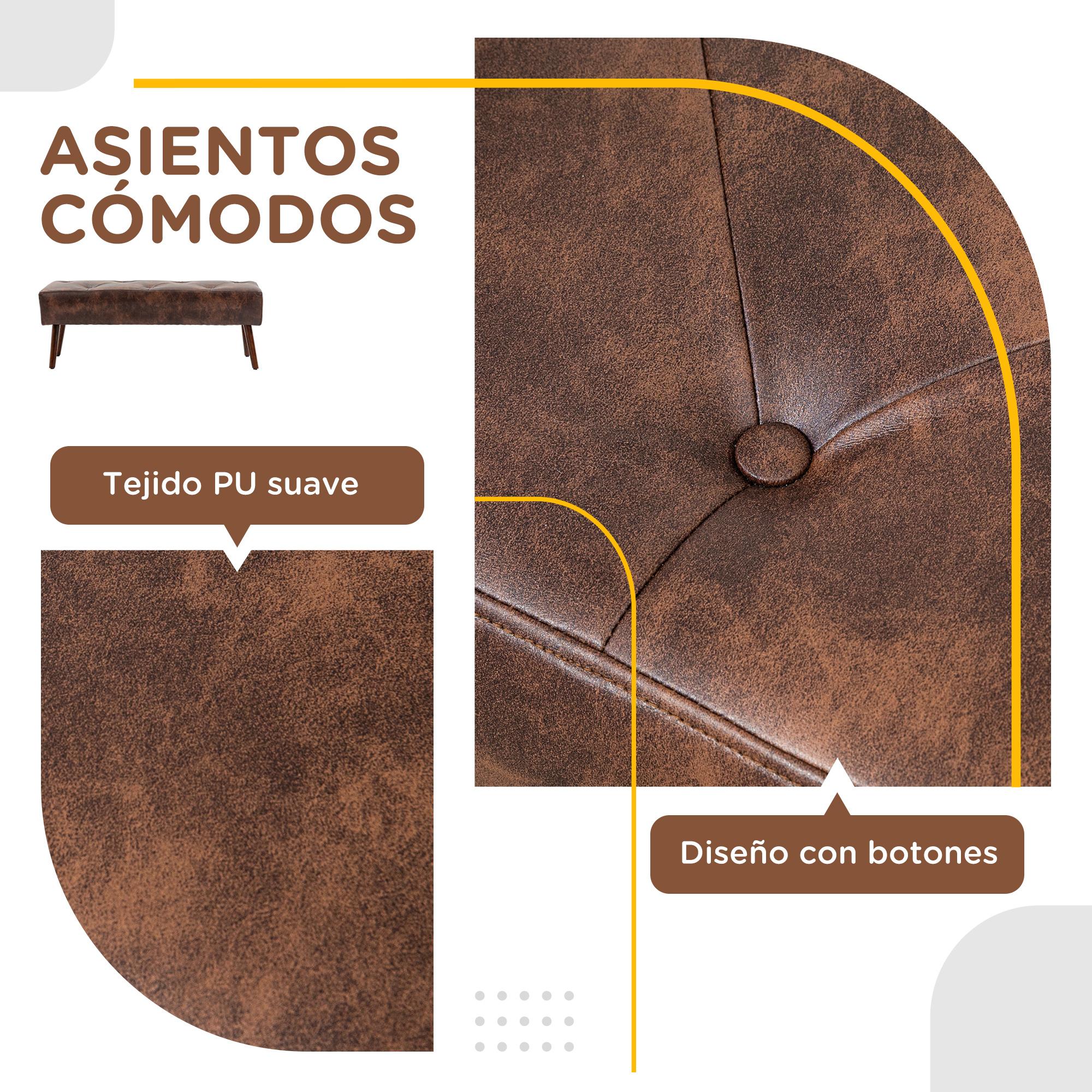 Taburete Pie de Cama Multifuncional Banco Pie de Cama Clásico Banqueta de Dormitorio con Pies de Madera y Asiento Acolchado Carga 120 kg para Entrada Pasillo 114x38x42 cm Marrón