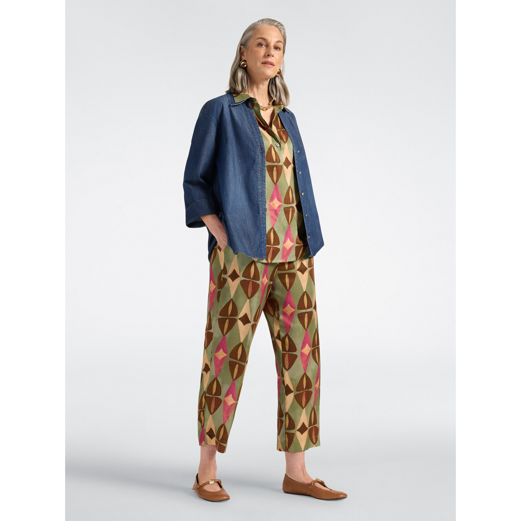 Elena Mirò - Camicia in Chambray washed - Blu