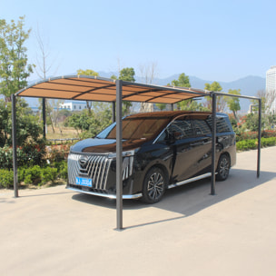 Pergola coulissante extensible et carport 9m² jusqu'à 16m² gris et beige
