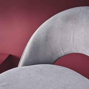 Lot de deux tabourets de bar ajustables métal et tissu gris clair. pied blanc - L 49 x P 49 x H 88.5-110cm - Abby