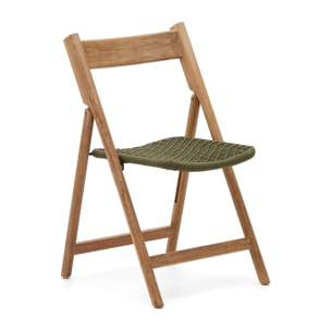 Silla plegable Dandara madera maciza acacia y estructura acero con cuerda verde FSC 100%