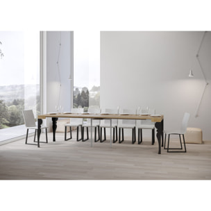 Consola extensible 90x40/300 cm Paxon Roble Natural estructura Antracita